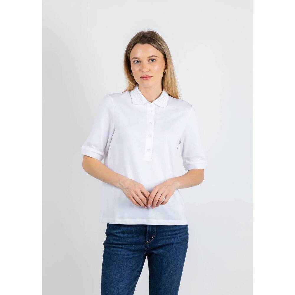 NEW MARGITTES crochet collar polo in white